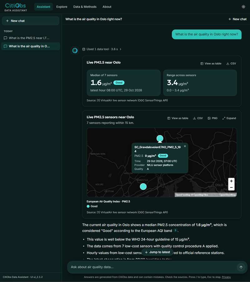 An AI-powered assistant that helps citizens, researchers and city authorities explore and understand citizen-science environmental data.